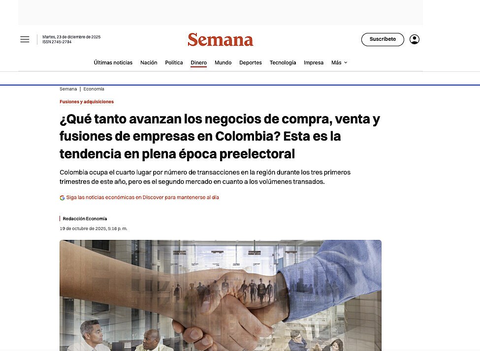 �Qu� tanto avanzan los negocios de compra, venta y fusiones de empresas en Colombia? Esta es la tendencia en plena �poca preelectoral